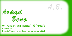 arpad beno business card